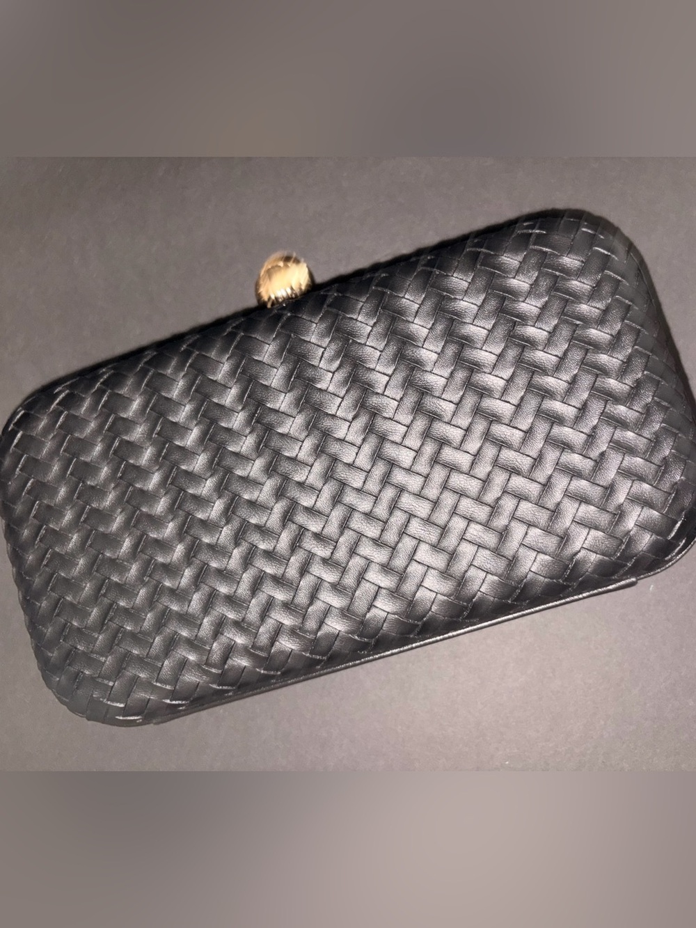 Woven Black Clutch with Gold Clasp